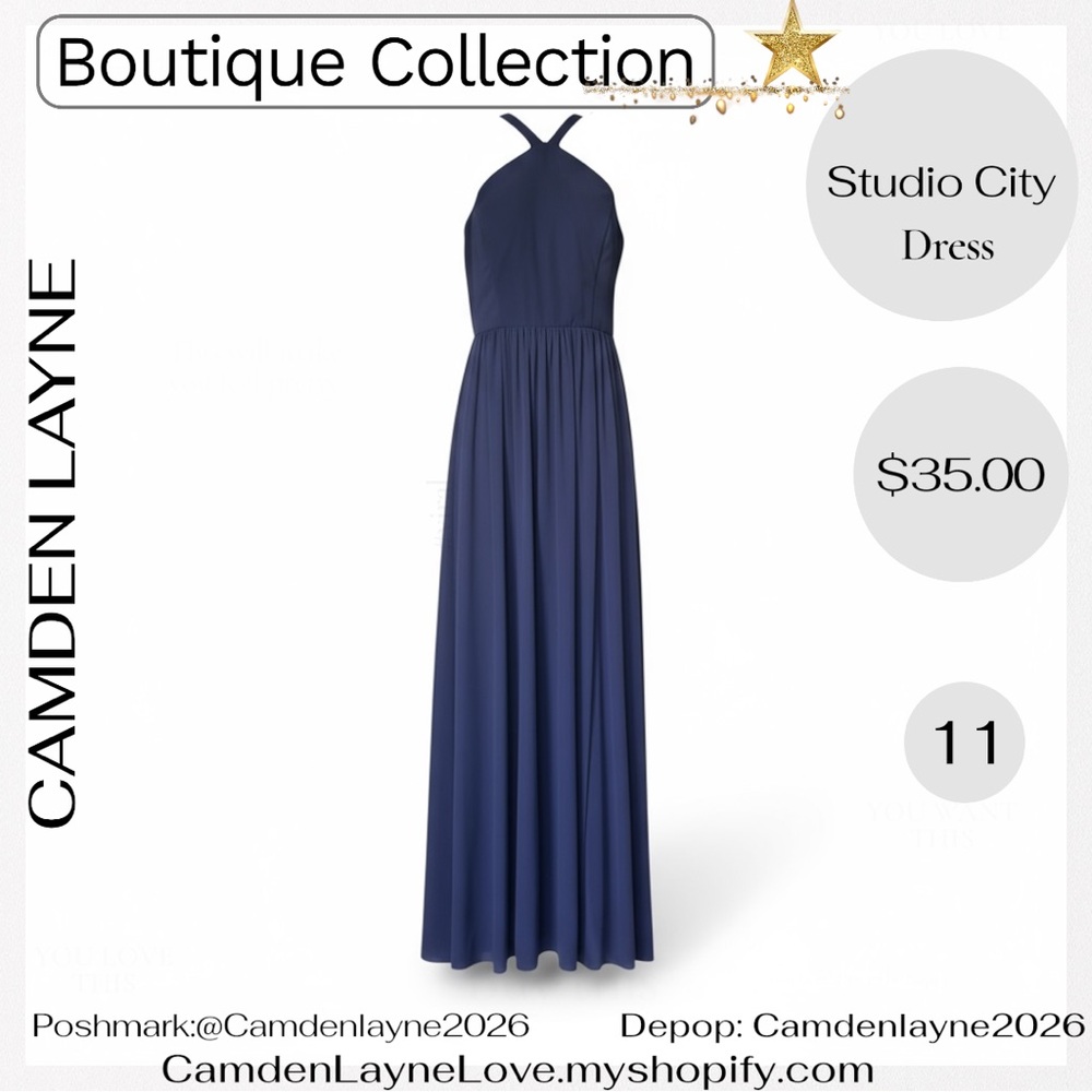 City Studio Blue Halter Sundress for Weddings - Picture 3 of 7